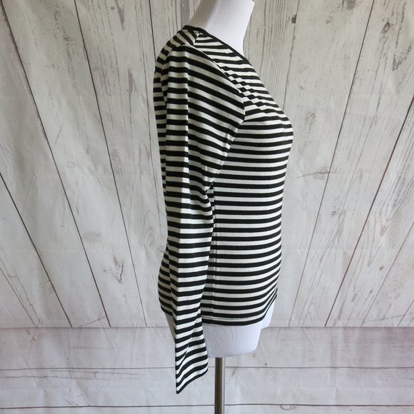 Topshop Black White Stripe Long Sleeve Sweater Top - Size 2 US/ 6 UK/ 34 EUR - Picture 3 of 6
